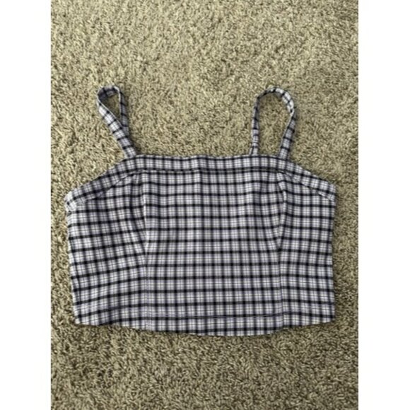 Hollister Advanced Stretch Womens Cropped Top Adj Straps Plaid Size Large - Picture 4 of 13